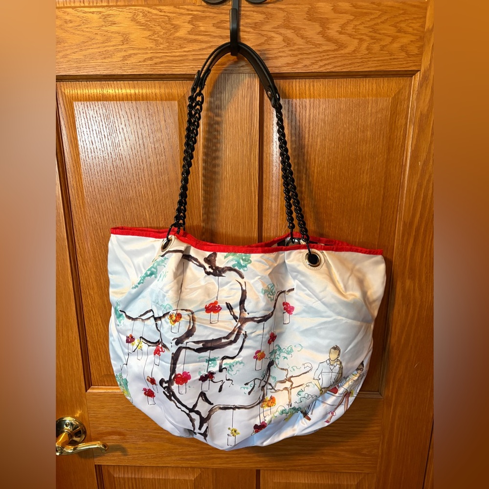 DSW Red and White Floral Tote Bag